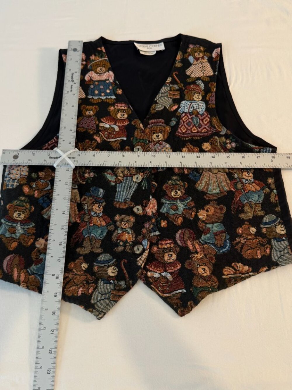 Casual Corner Teddy Bear Tapestry Vest Women's Large Cottagecore - Picture 5 of 6